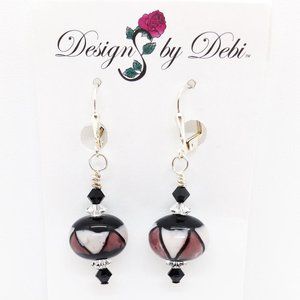 3/$25 Pink & Wine Glass & Crystal Earrings